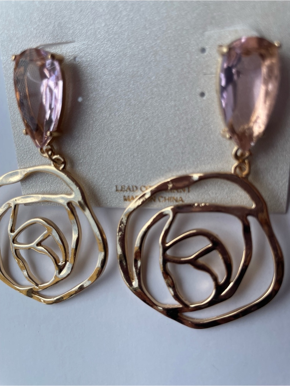 NWT Natasha Couture Pink Flower Statement Drop Earrings - Picture 4 of 5